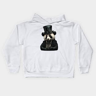 Panda wearing Top Hat Kids Hoodie